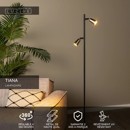 Lucide TIANA - Lampadaire - 2xGU10 - Champagne Couleur | Essential - USP